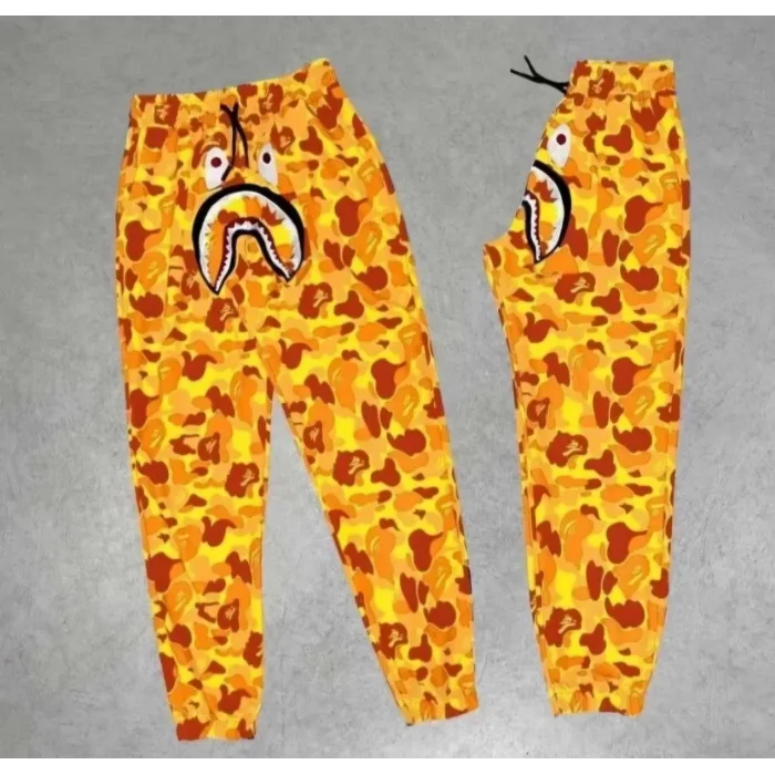 Arnay İki İplik Mevsimlik Bape Nakişli Eşofman Pantolon - Sarı