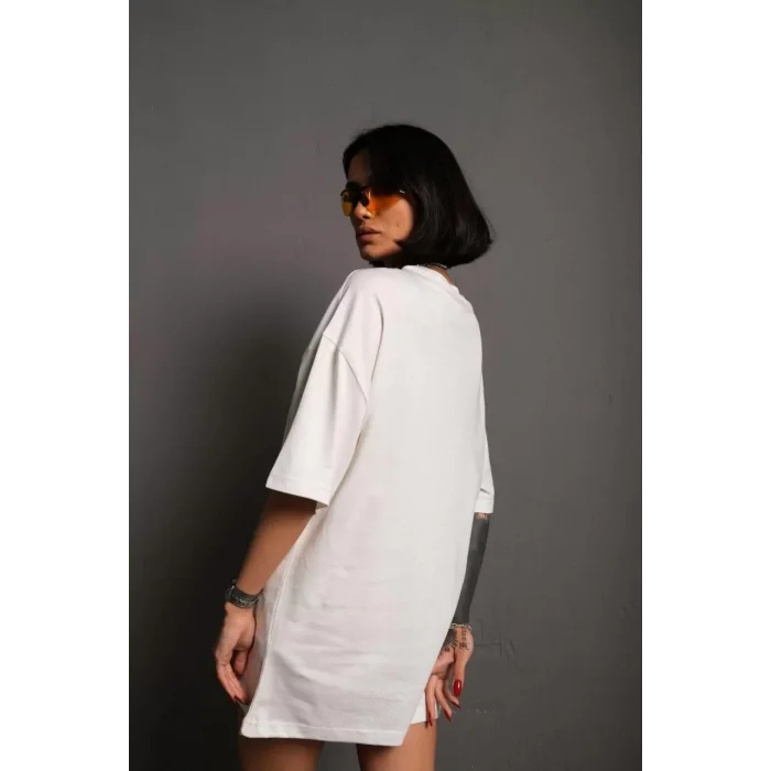 Arnay Kadın 24/1 Düz A Kalite Oversize T-shirt - Beyaz