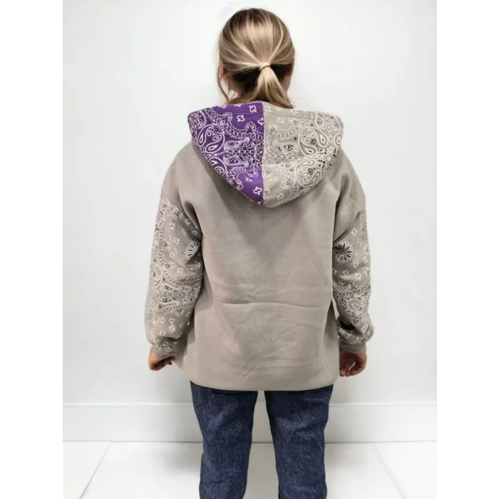 Arnay Kadın Baskılı Kapüşonlu Sweatshirt - Gri