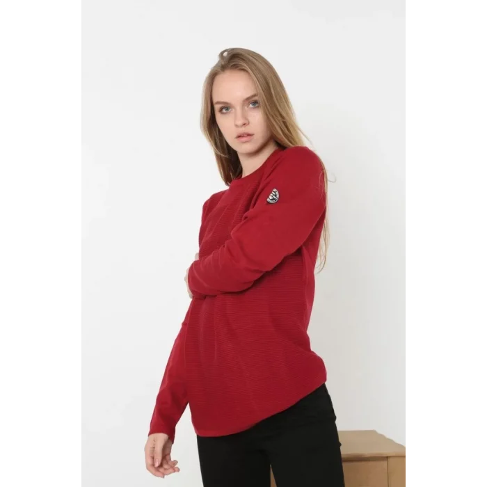 Arnay Kadın Biskilet Yaka Kolu Armalı - Kırmızı