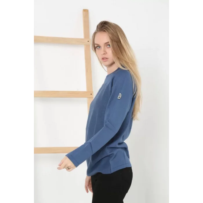 Arnay Kadın Biskilet Yaka Kolu Armalı - Koyu Mavi