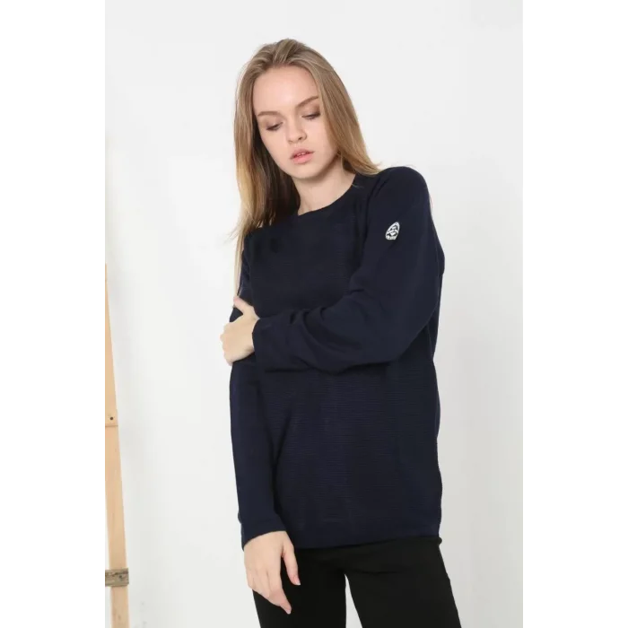 Arnay Kadın Biskilet Yaka Kolu Armalı - Lacivert