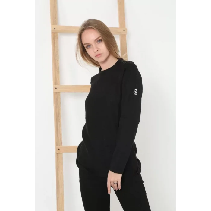 Arnay Kadın Biskilet Yaka Kolu Armalı - Siyah