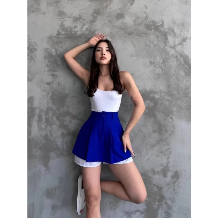 Arnay Kadın Çift Katli Şortlu Etek - Mavi