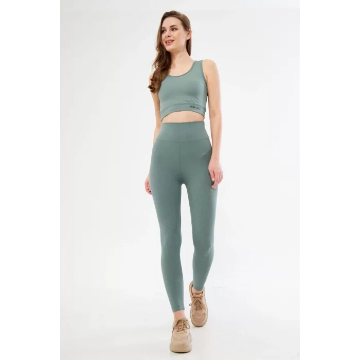 Arnay Kadın Crop Tayt İkili Spor Takımı - Buz Mavisi