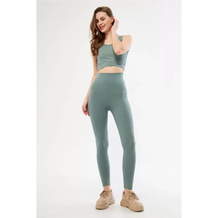 Arnay Kadın Crop Tayt İkili Spor Takımı - Buz Mavisi