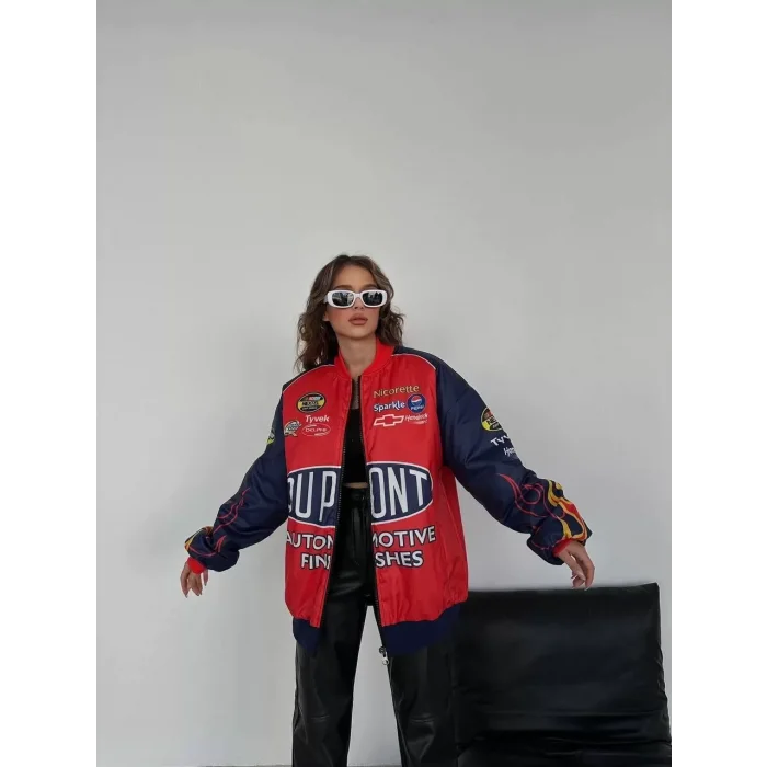 Arnay Kadın Dijital Baskılı Bomber Ceket - Kırmızı