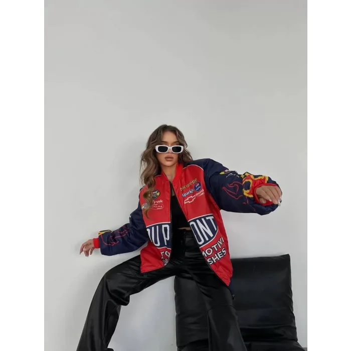 Arnay Kadın Dijital Baskılı Bomber Ceket - Kırmızı