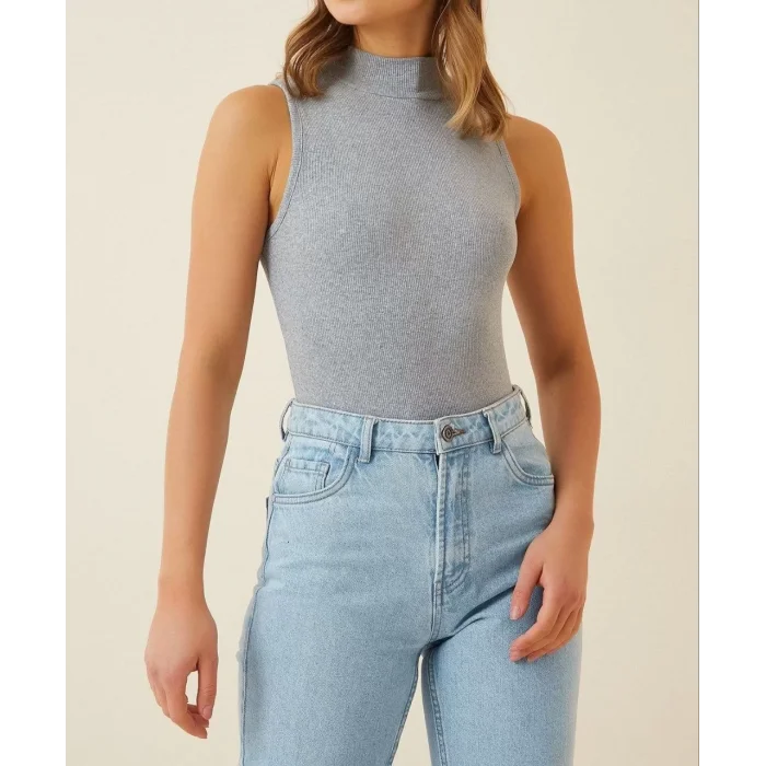 Arnay Kadın Full Likralı Fitilli Kaşkorse Body - Gri