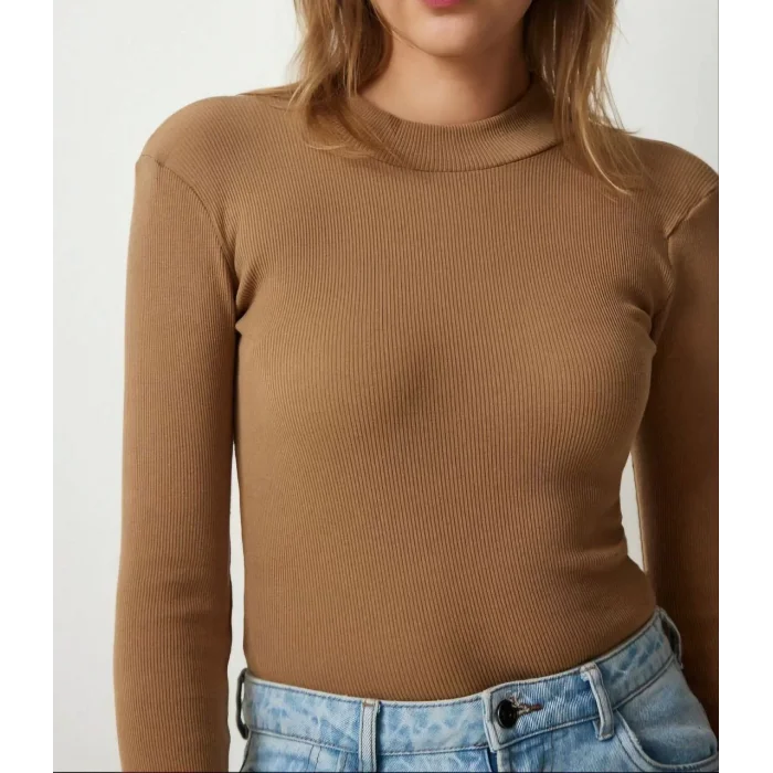 Arnay Kadın Full Likralı Fitilli Kaşkorse Body - Kahve