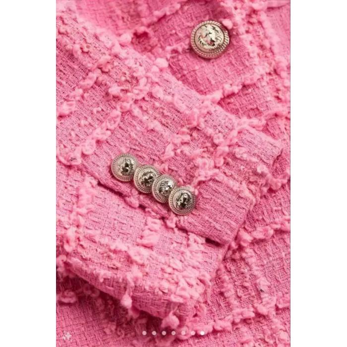 Arnay Kadın Kırlangıç Yaka Cepli Ceket - Pembe