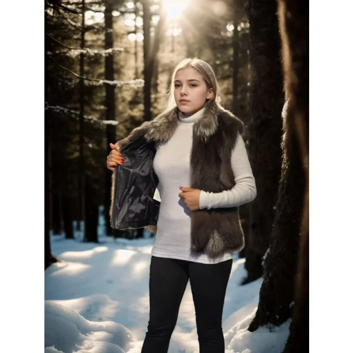 Arnay Kadın Kolsuz Fermuarlı Yelek - Kahve