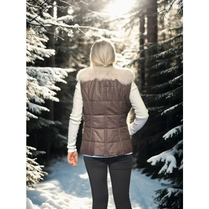 Arnay Kadın Kolsuz Fermuarlı Yelek - Kahve