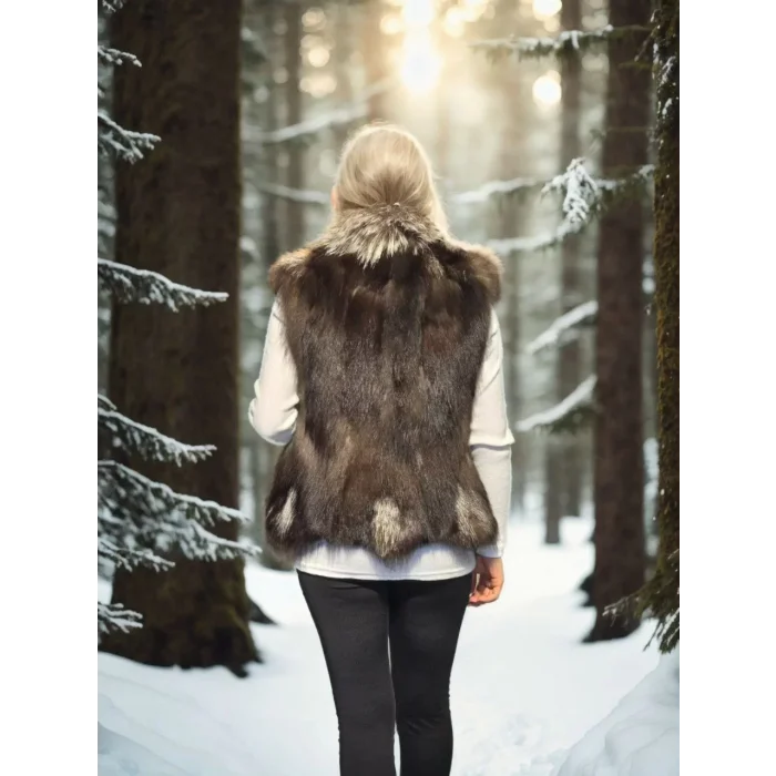 Arnay Kadın Kolsuz Fermuarlı Yelek - Kahve