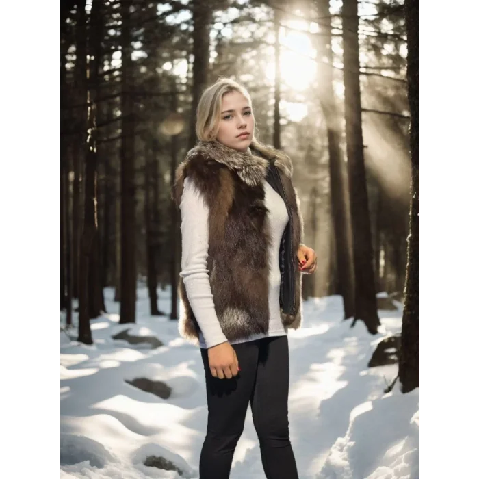 Arnay Kadın Kolsuz Fermuarlı Yelek - Kahve