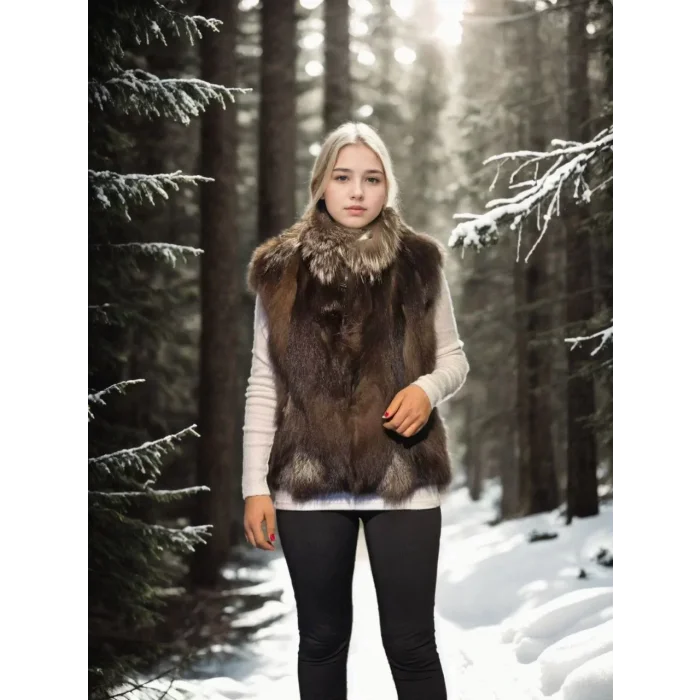 Arnay Kadın Kolsuz Fermuarlı Yelek - Kahve