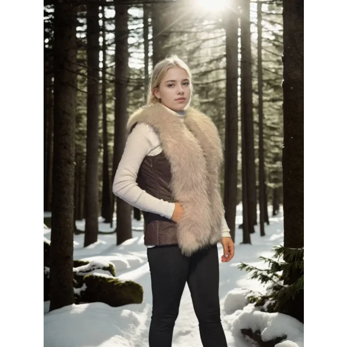 Arnay Kadın Kolsuz Fermuarlı Yelek - Kahve