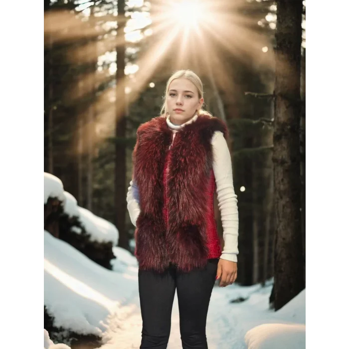 Arnay Kadın Kolsuz Fermuarlı Yelek - Kırmızı