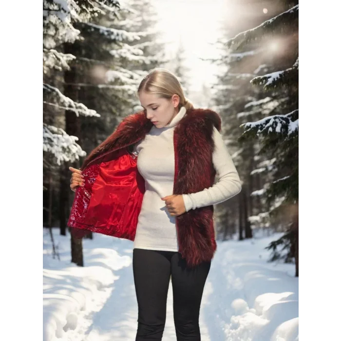 Arnay Kadın Kolsuz Fermuarlı Yelek - Kırmızı