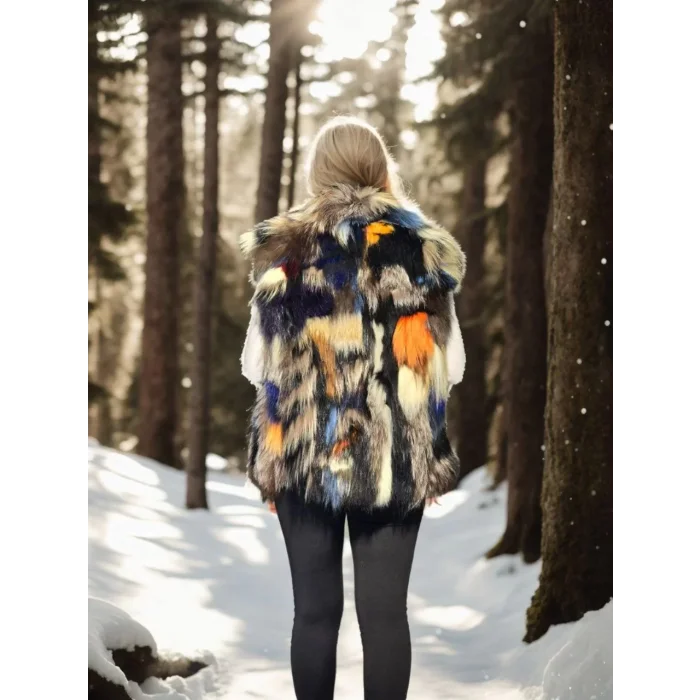 Arnay Kadın Kolsuz Hakiki Deri Ceket - Siyah