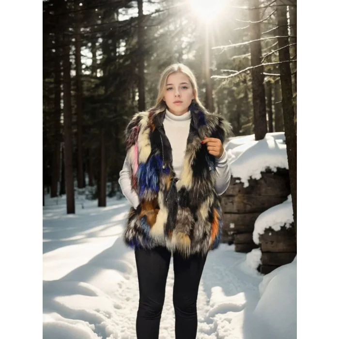 Arnay Kadın Kolsuz Hakiki Deri Ceket - Siyah