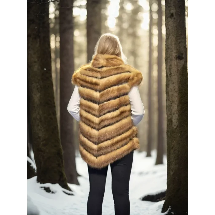 Arnay Kadın Kolsuz Hakiki Kürk - Kahve