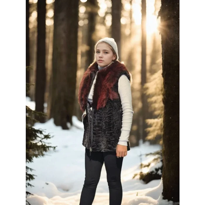 Arnay Kadın Kolsuz Hakiki Kürk - Siyah