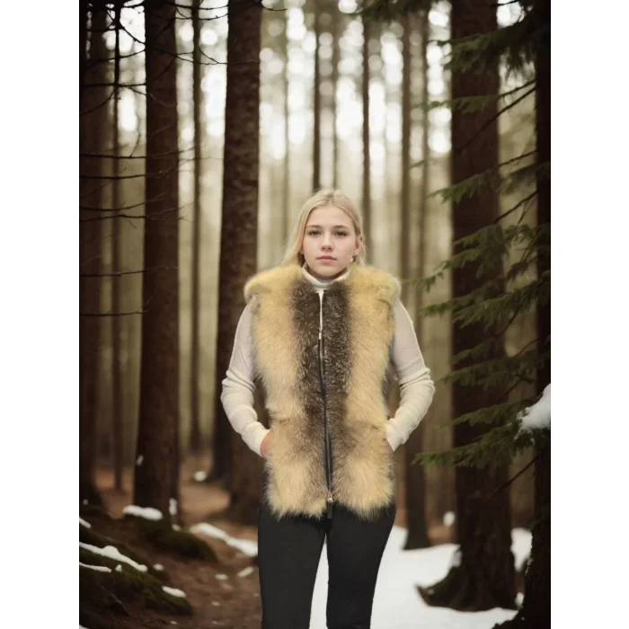 Arnay Kadın Kolsuz Hakiki Yelek - Fuşya