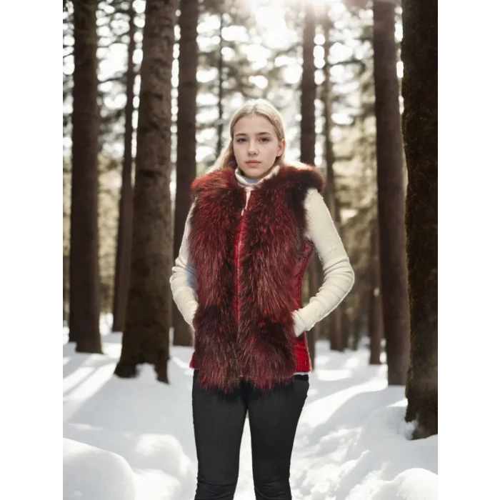 Arnay Kadın Kolsuz Hakiki Yelek - Fuşya