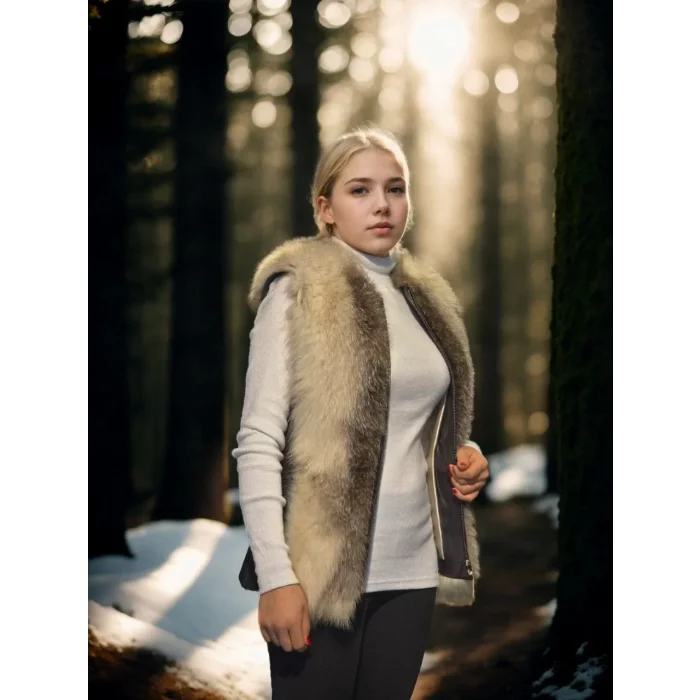 Arnay Kadın Kolsuz Hakiki Yelek - Fuşya