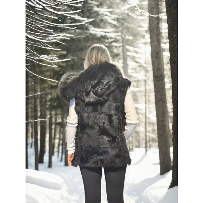 Arnay Kadın Kolsuz Kapüşonlu Yelek - Siyah