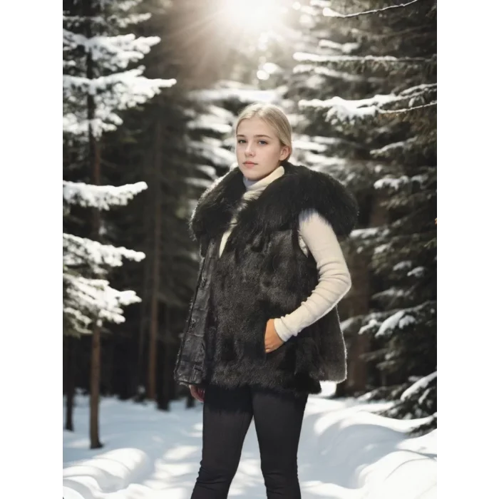 Arnay Kadın Kolsuz Kapüşonlu Yelek - Siyah