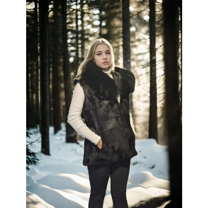 Arnay Kadın Kolsuz Kapüşonlu Yelek - Siyah