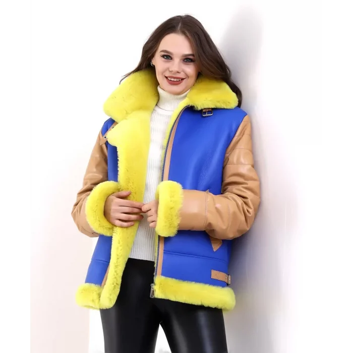 Arnay Kadın Koyun Derisi Pilot Hakiki Kürk - Sarı