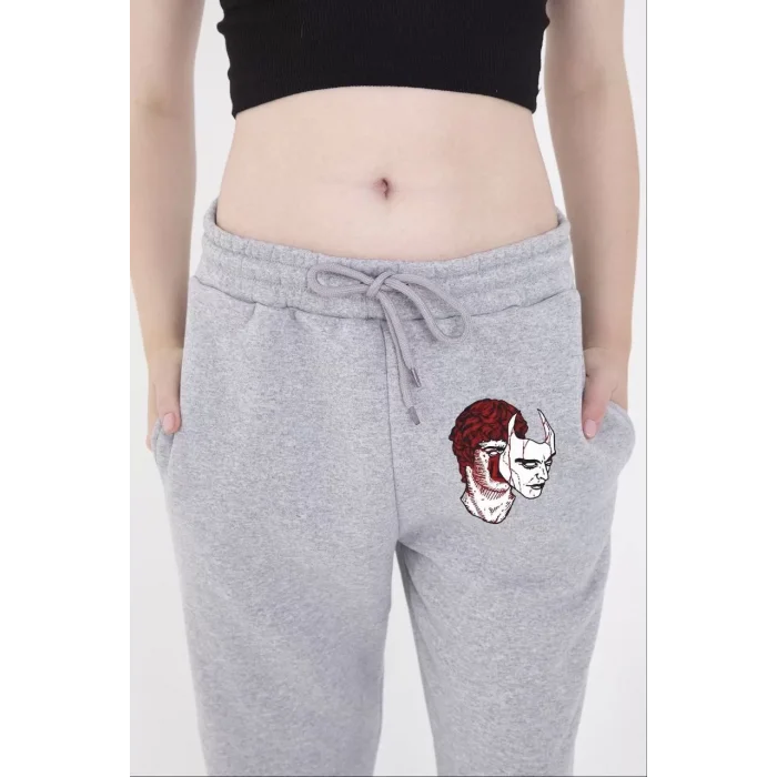 Arnay Kadın Lastikli Baskılı Eşofman Pantolon - Gri