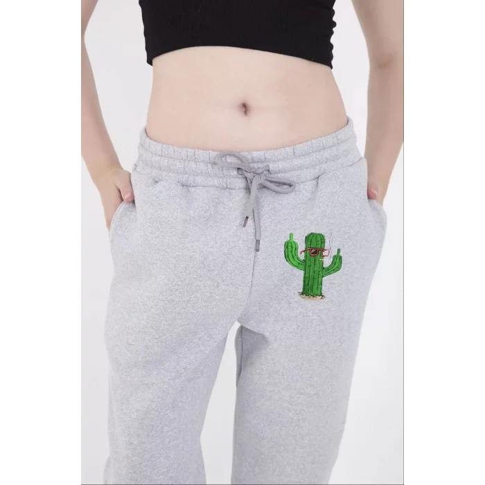 Arnay Kadın Lastikli Baskılı Eşofman Pantolon - Gri