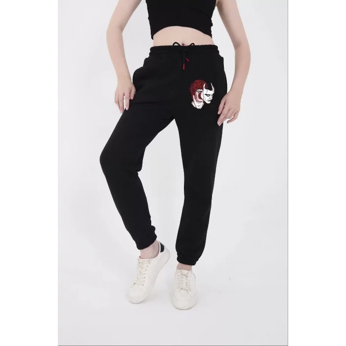 Arnay Kadın Lastikli Baskılı Eşofman Pantolon - Siyah