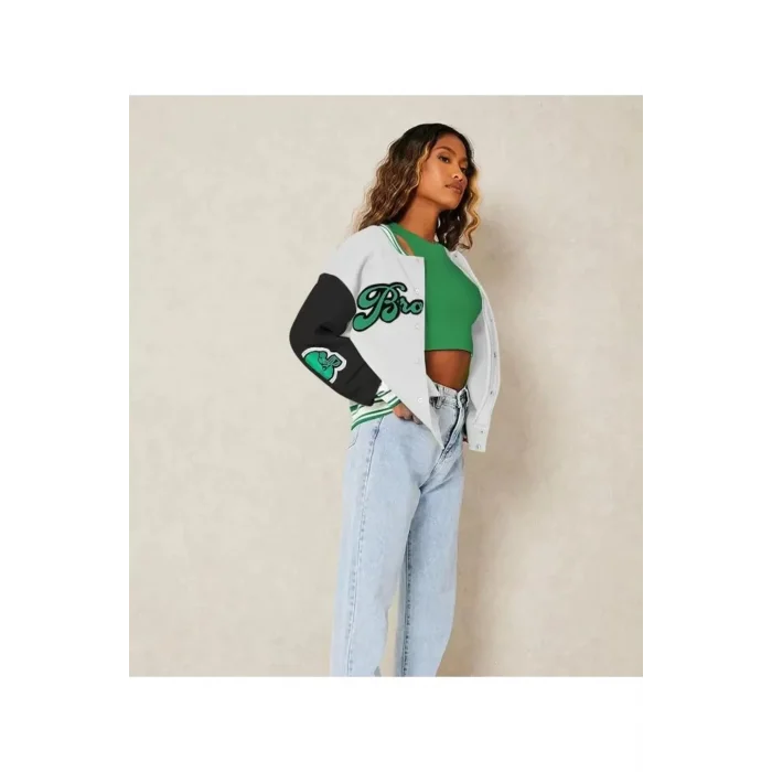 Arnay Kadın Nakışlı Oversize Kolej Ceket - Beyaz