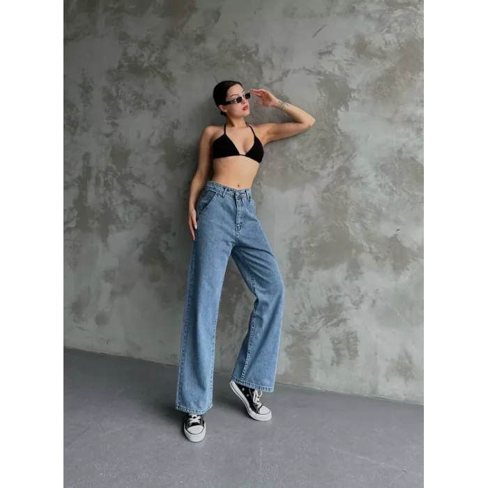 Arnay Kadın Palazzo Jeans Pantolon - Mavi