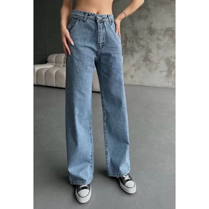 Arnay Kadın Palazzo Jeans Pantolon - Mavi