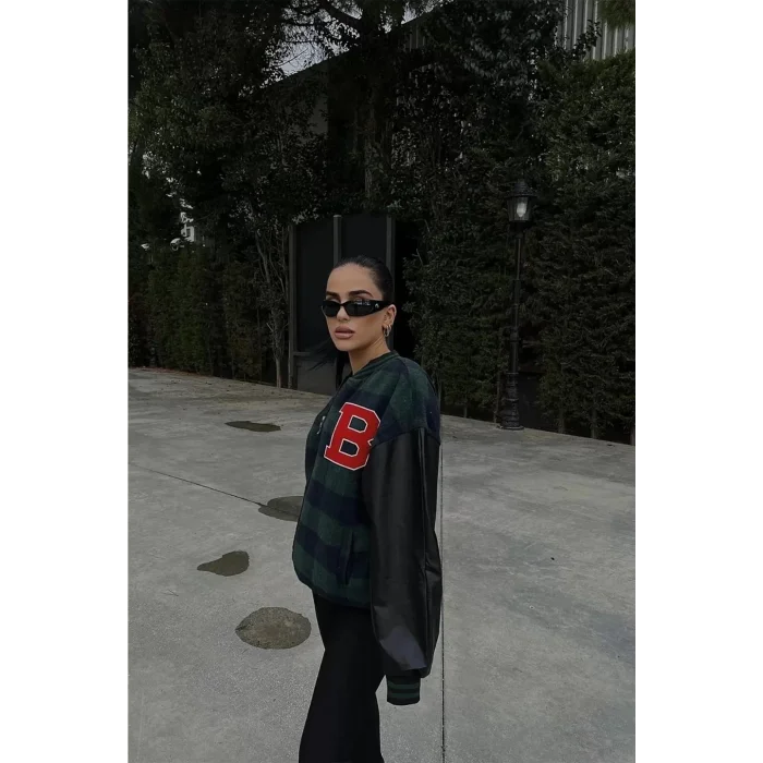 Arnay Kadın Pötikare Desen Nakışlı Kolej Ceket - Haki