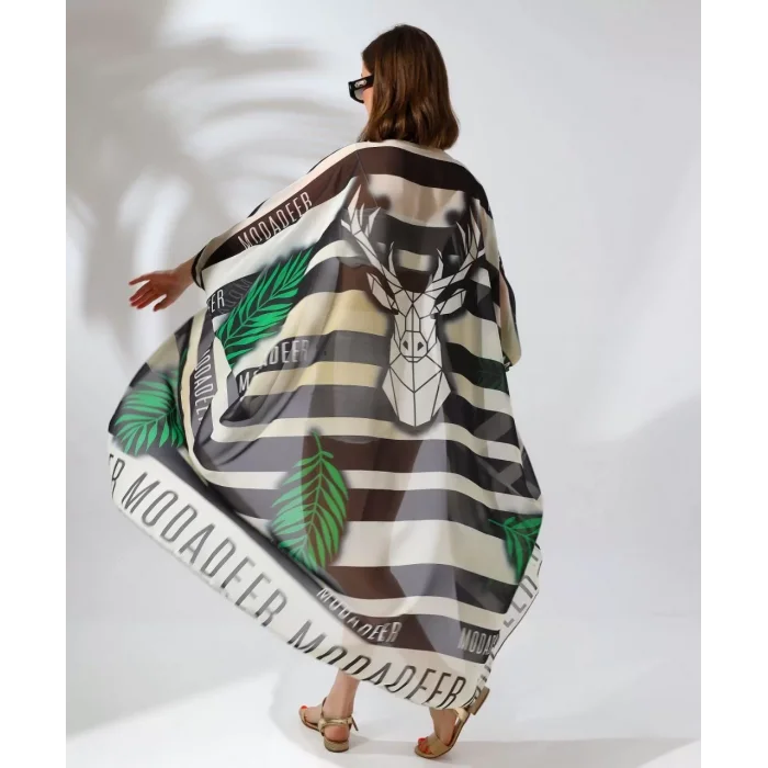 Arnay Kadın Rahat Kesim Kemerli Şifon Kimono - Yeşil