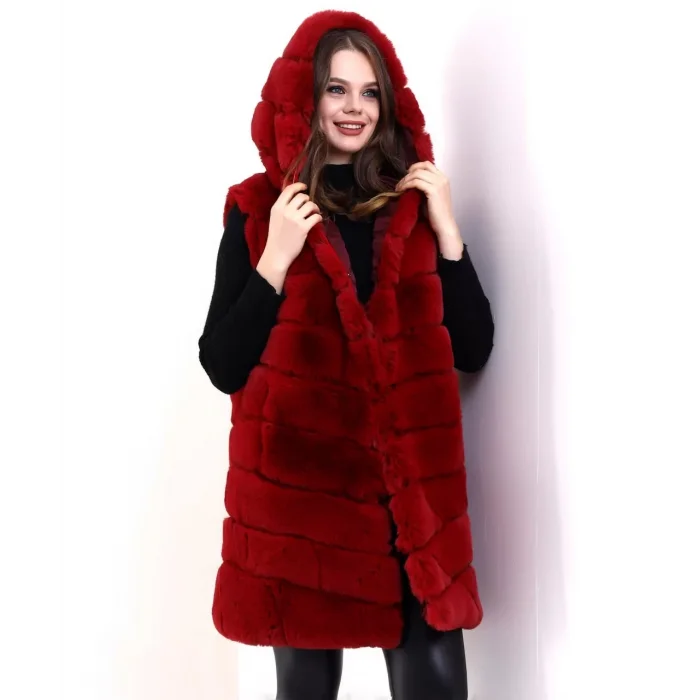 Arnay Kadın Reks Kapüşonlu Yelek - Kırmızı