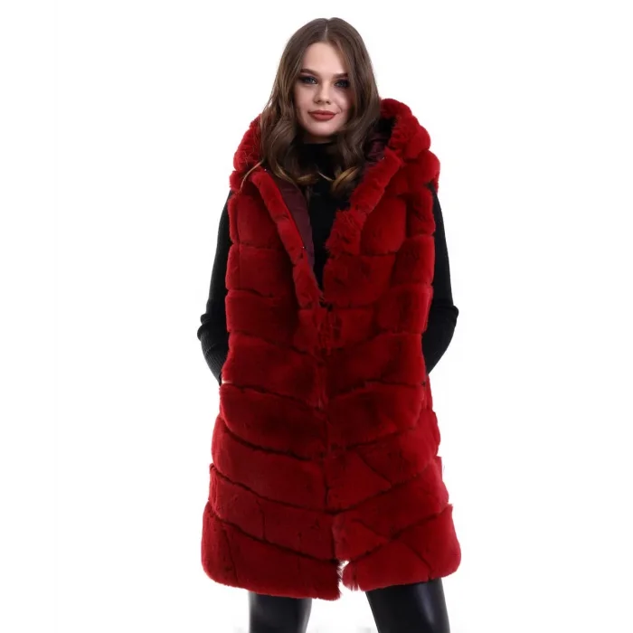 Arnay Kadın Reks Kapüşonlu Yelek - Kırmızı