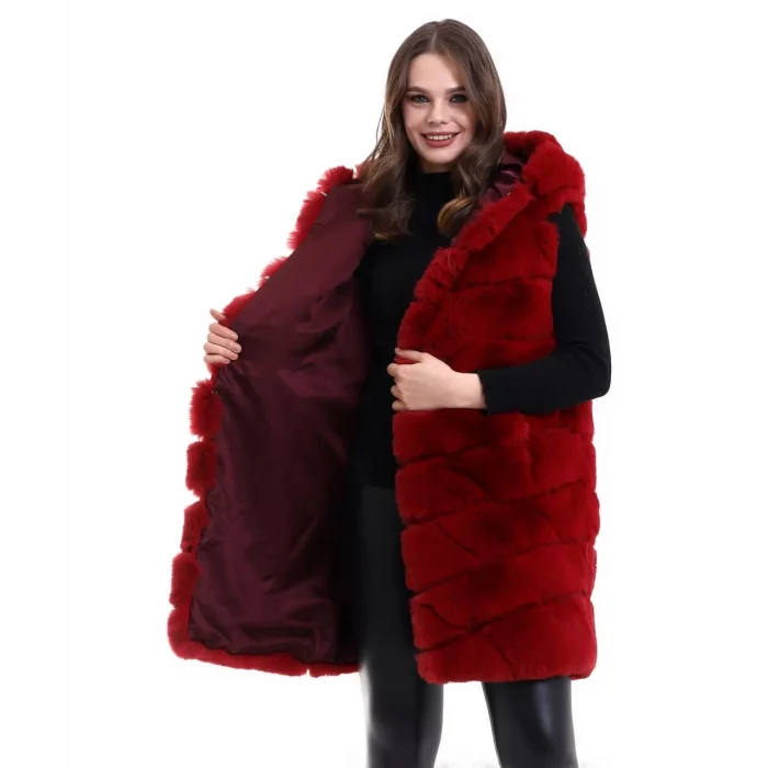 Arnay Kadın Reks Kapüşonlu Yelek - Kırmızı