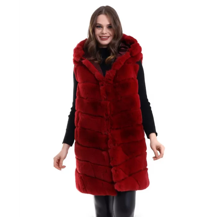 Arnay Kadın Reks Kapüşonlu Yelek - Kırmızı