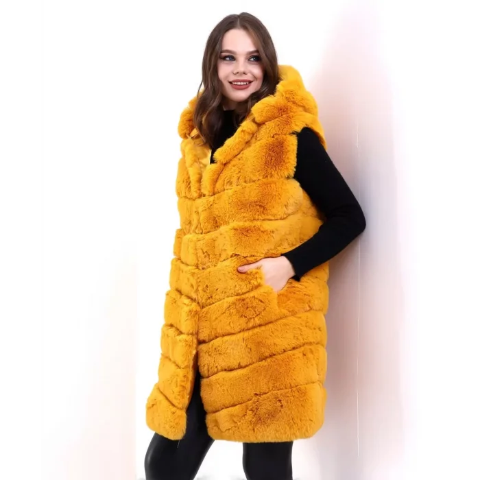 Arnay Kadın Reks Kapüşonlu Yelek - Sarı