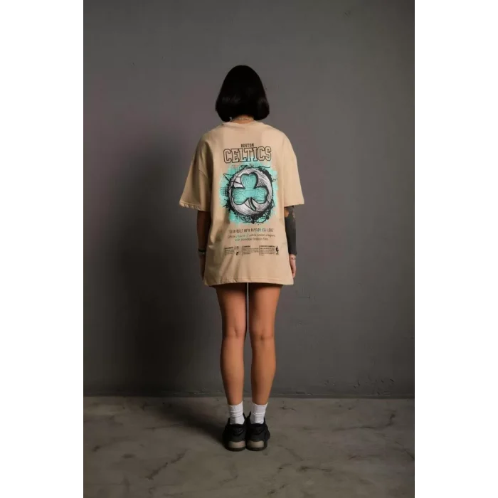 Arnay Kadın Sırt Baskılı T-shirt - Bej