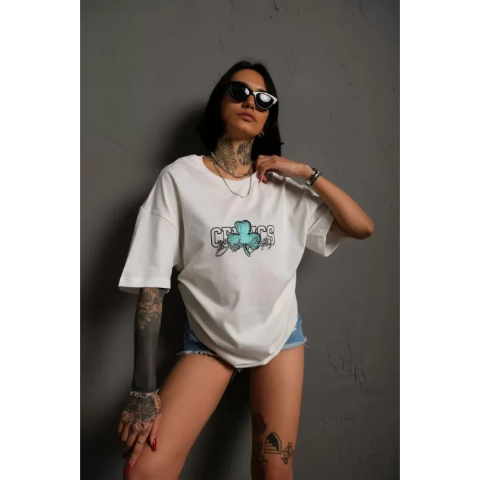 Arnay Kadın Sırt Baskılı T-shirt - Beyaz