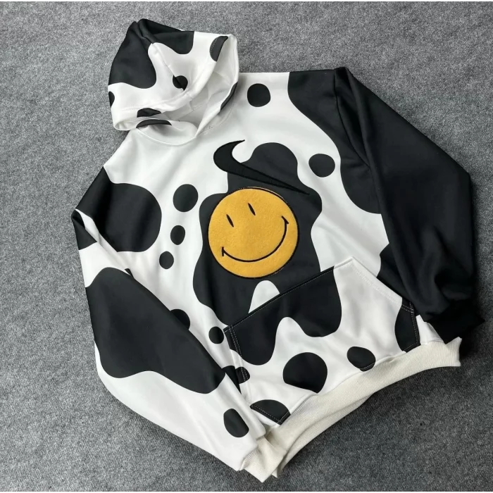 Arnay Kadın Smiley Face Kapüşonlu Sweatshirt - Siyah